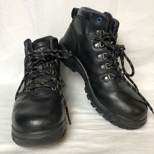 CAT Work Safety Boots Mens Sz 7 Steel Toe Waterproof Black Leather Lug Soles